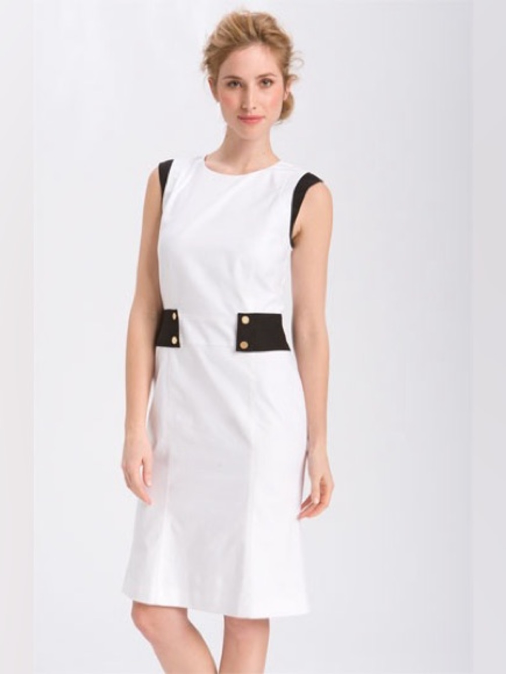 Lafayette 148 New York Classic Sheath Dress w/ White and Black Contrast Size 8
